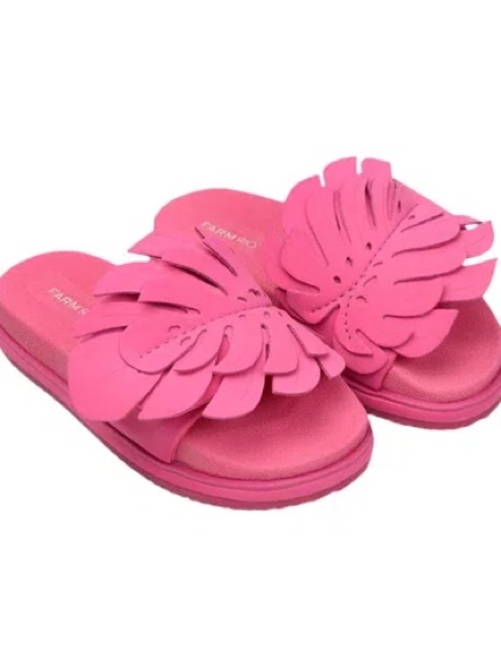 Farm Rio Monstera Atomic Slide Sandals in Pink
